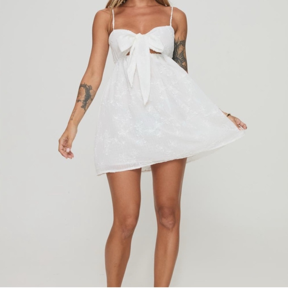 Princess Polly White Bow Mini Dress